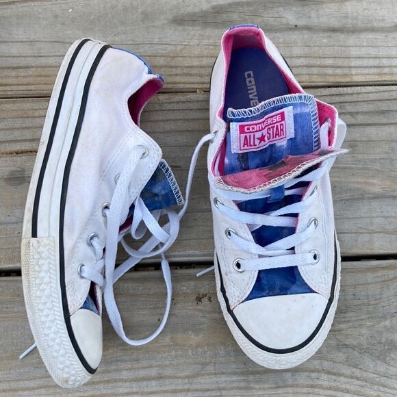 Converse All Star CTAS Double Tongue White/purple  Sneakers - Picture 1 of 14